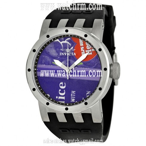 Invicta DNA Recycled Art Purple Dial Black Rubber Ladies Watch 10440