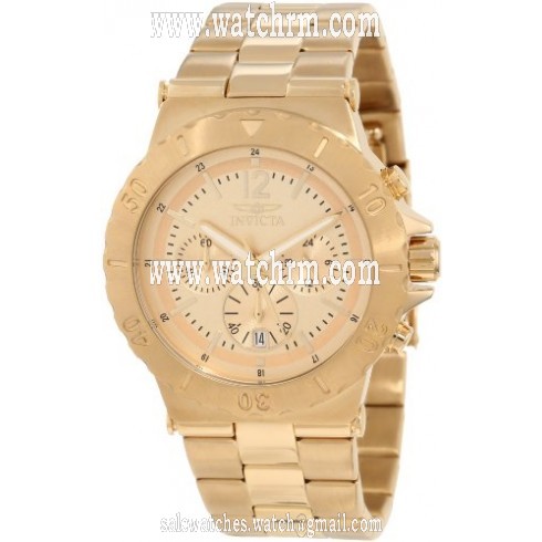 Invicta Elegant Ocean Chronograph Champagne Dial Yellow Gold Ion-plated Men's Watch 1266
