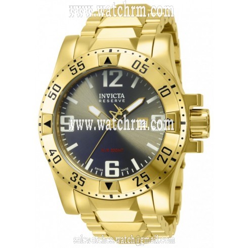 Invicta Excursion Black Dial 18kt Gold Ion-plated Men's Watch 6247