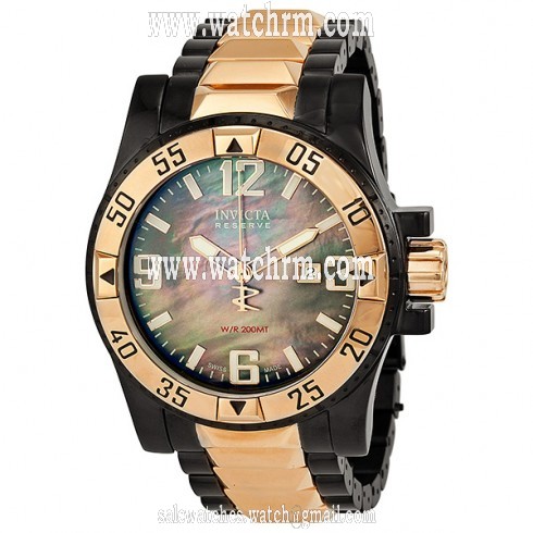Invicta Excursion Black Pearl Dial Rose Gold-tone Stainless Steel Men's Watch 11516