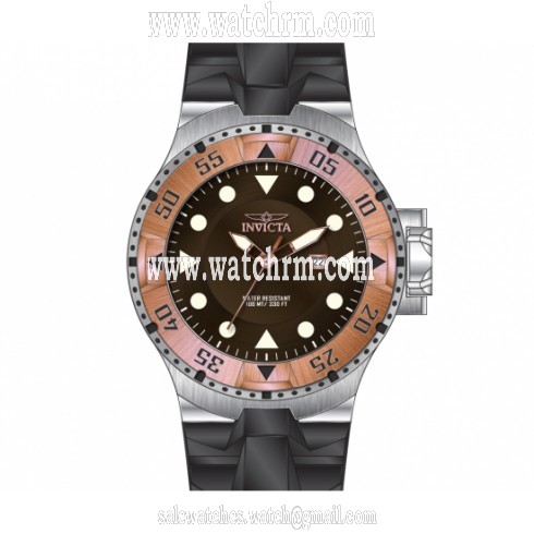 Invicta Excursion Brown Dial Rose gold Ion-plated Black Silicone Men's Watch 14438