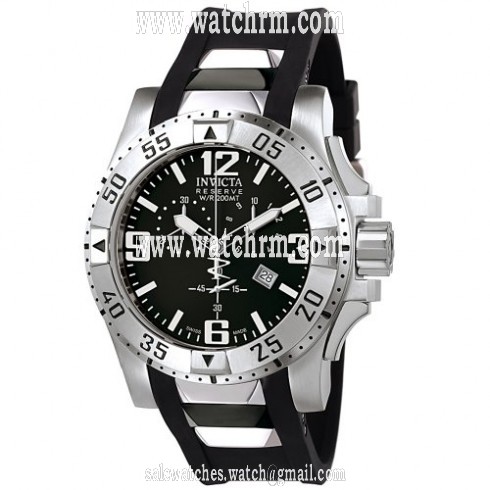 Invicta Excursion Chronograph Black Dial Stainless Steel Black Rubber Men's Watch 6262