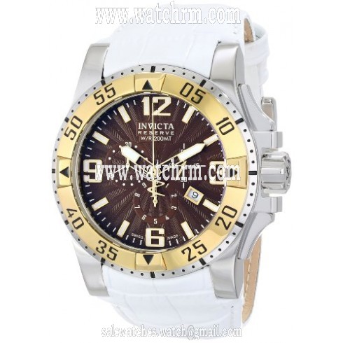 Invicta Excursion Chronograph Black Dial White Leather Men's Watch 80716