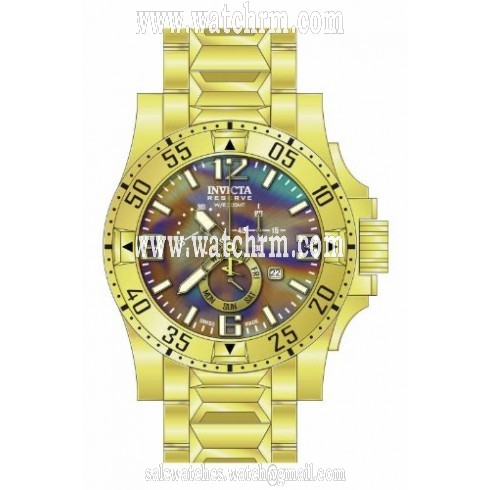 Invicta Excursion Chronograph Orange Mother of Pearl Dial Gold-plated Men's Watch 15975
