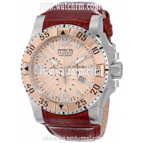 Invicta Excursion Chronograph Rose Dial Brown Leather Men's Watch 80715