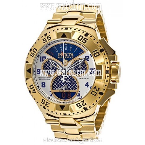 Invicta  Excursion Chronograph Silver and Blue Carbon Fiber Dial Gold Ion-plated Men's Watch 17471