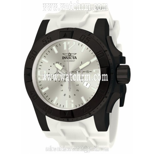 Invicta Excursion Chronograph Silver-tone Dial Black PVD Polyurethane Men's Watch 11918