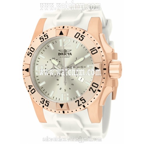 Invicta Excursion Chronograph Silver-tone Dial White Polyurethane Band Men's Watch 11909