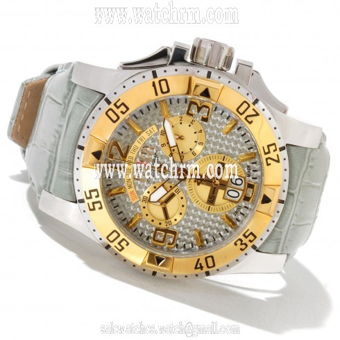 Invicta Excursion Chronograph White Carbon Fiber Dial White Leather Band Men's Watch 12482