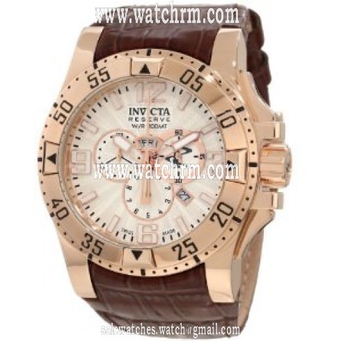 Invicta Excursion Chronograph White Dial Brown Synthetic Leather Men's Watch 10522