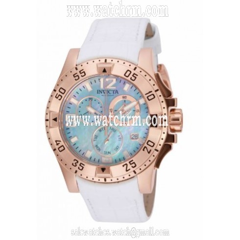 Invicta Excursion Platinum Dial White Leather Ladies Watch 16100