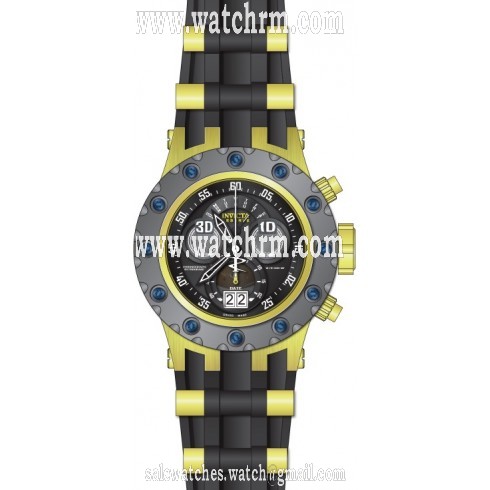 Invicta Excursion Reserve Chronograph Black Dial Black Polyurethane Gold Ion-plated Accents Men's Watch 18554