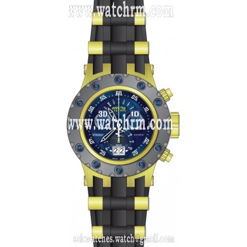 Invicta Excursion Reserve Chronograph Blue Dial Black Polyurethane Gold Ion-plated Accents Men's Watch 18555