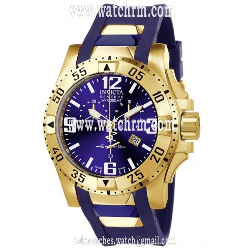 Invicta Excursion Reserve Chronograph Blue Dial Blue Rubber Men's Watch 6266