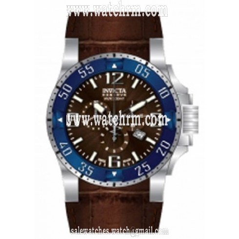 Invicta Excursion Reserve Chronograph Brown Dial Blue Bezel Men's Watch 10912
