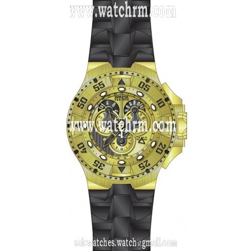 Invicta Excursion Reserve Chronograph Gold Dial Black Polyurethane Men's Watch 18557