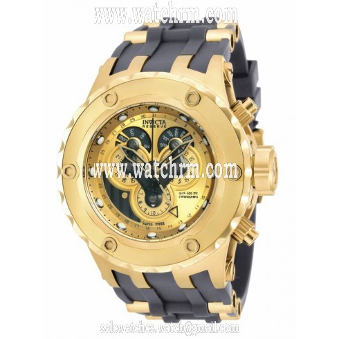 Invicta  Excursion Reserve Chronograph Gold Dial Grey Polyurethane Gold Ion-plated Accents Men's Watch 18545