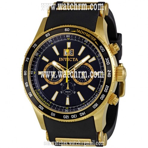 Invicta Flight Black Dial Gold-tone Chronograph Men's Watch 1237