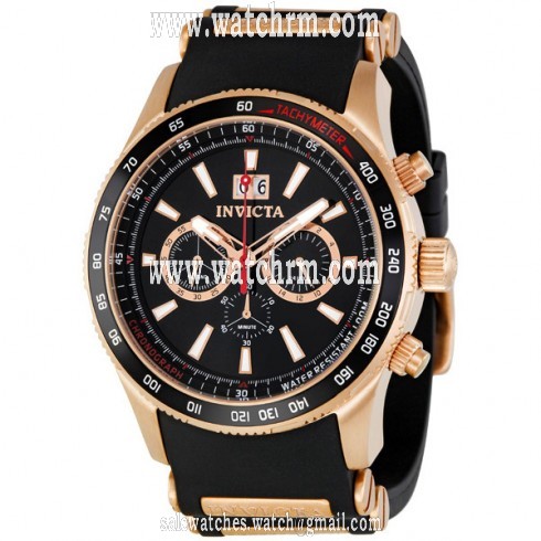 Invicta Flight Black Dial Rose Gold-tone Chronograph Men's Watch 1238