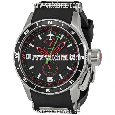 Invicta Flight Collection Black Dial Black Rubber Chronograph Men's Watch 1750