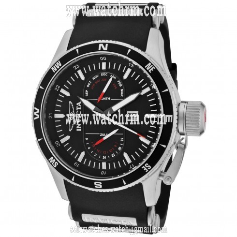 Invicta Flight Collection Black Dial Black Rubber GMT Chronograph Men's Watch 1746