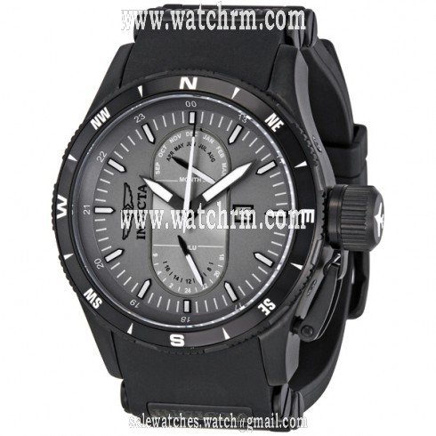 Invicta Flight Collection Black Dial Black Rubber GMT Chronograph Men's Watch 1748