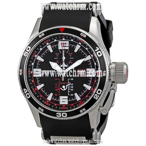 Invicta Flight Collection Black Dial Black Rubber GMT Men's Watch 1756