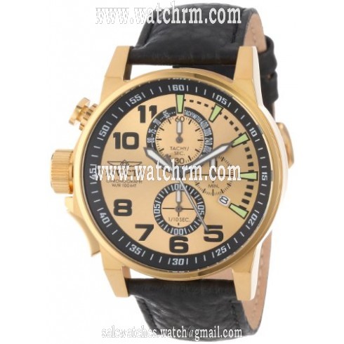Invicta Force Chronograph Gold-tone Dial Black Leather Band Men's Watch 14475