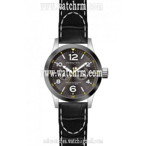 Invicta Force Grey Dial Black Leather Band Men's Watch 14142