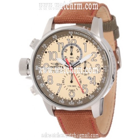 Invicta Force Lefty Chronograph Champagne Dial Brown Strap Men's Watch 12083