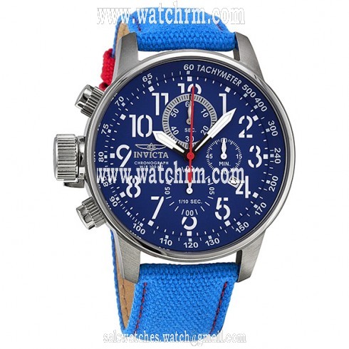 Invicta Force Lefty Crown Chronograph Blue Dial Blue Fabric Men's Watch 12074