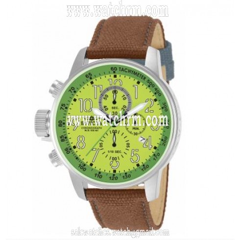 Invicta Force Lefty Crown Chronograph Green Dial Brown Fabric Men's Watch 12078