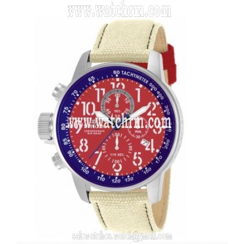Invicta Force Lefty Crown Chronograph Red Dial Beige Fabric Men's Watch 12081