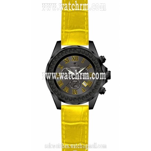 Invicta Grand Diver Chronograph Black Dial Yellow Leather Men's Watch 14927