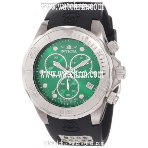 Invicta Grand Diver Chronograph Green Dial Black Rubber Men's Watch 11462