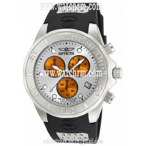 Invicta Grand Diver Chronograph Silver Dial Black Rubber Men's Watch 11467