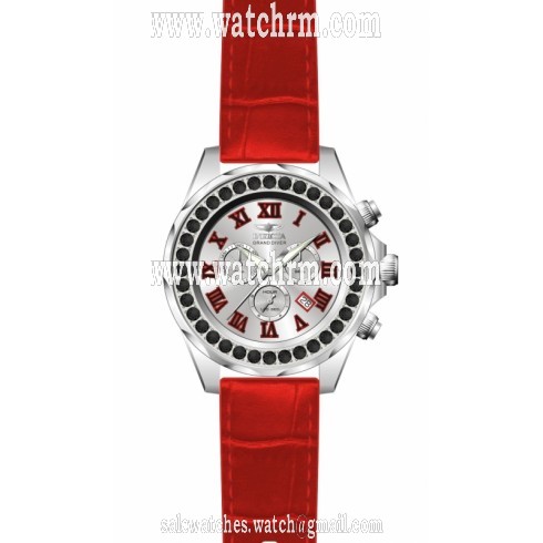 Invicta Grand Diver Silver Dial Red Leather Men's Watch 14922