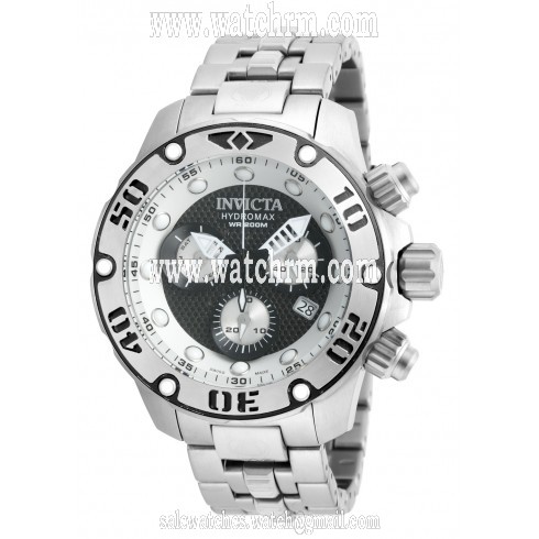 Invicta Hydromax Chronograph Black and Silver Dial Stainless Steel Men's Watch 19012