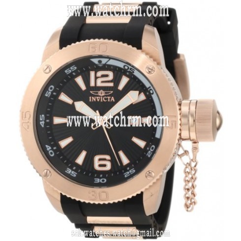 Invicta I-Force Black Dial Black Polyurethane with Rose Gold-plated Men's Watch 12965