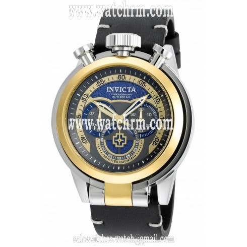 Invicta I-Force Chronograph Blue and Grey Dial Black Leather Men's Watch 18768