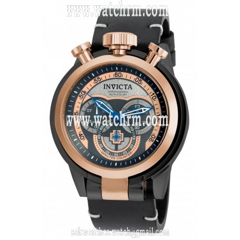 Invicta I-Force Chronograph Grey and Rose Dial Black Leather Men's Watch 18774