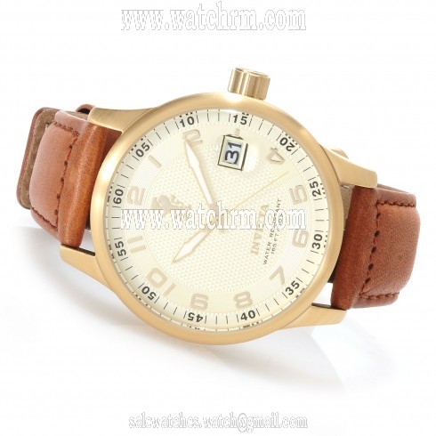 Invicta I-Force Gold-tone Dial Gold-tone PVD Brown Leather Band Men's Watch 14789