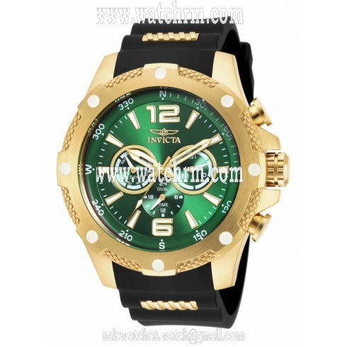Invicta I-Force Multi-Function Green Dial Black Polyurethane Men's Watch 19661