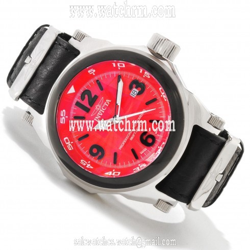 Invicta I-Force Red Dial Stainless Steel Black Leather Men's Watch 10519