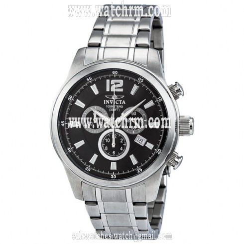Invicta II Chronograph Quartz Black Dial Stainless Steel Men's Watch 0790