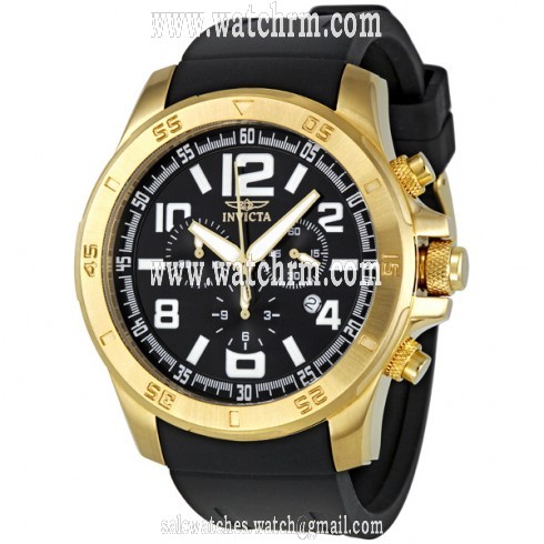Invicta II Diver Chronograph Black Dial Black Silicone Strap Men's Watch 1916