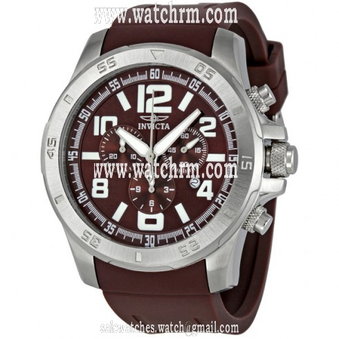 Invicta II Diver Chronograph Black Dial Brown Silicone Strap Men's Watch 1915