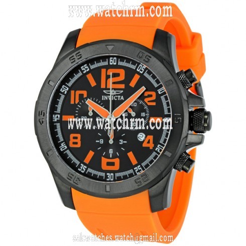 Invicta II Diver Chronograph Black Dial Orange Silicone Strap Men's Watch 1919