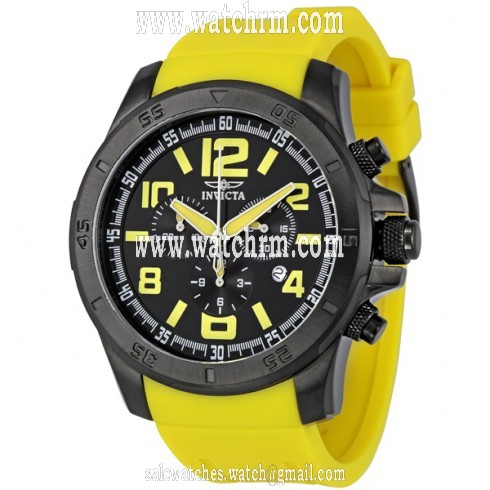 Invicta II Diver Chronograph Black Dial Yellow Silicone Strap Men's Watch 1918