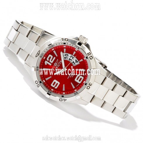 Invicta II Red Dial Stainless Steel Men's Watch 0084